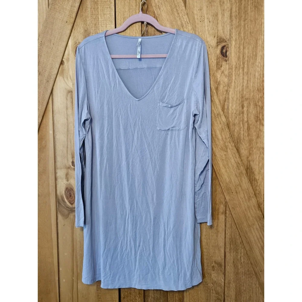 Soma Nightgown Women L Purple Cool Nights Long Sleeve Sleep Dress 570353635 #759